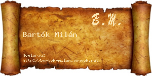 Bartók Milán névjegykártya